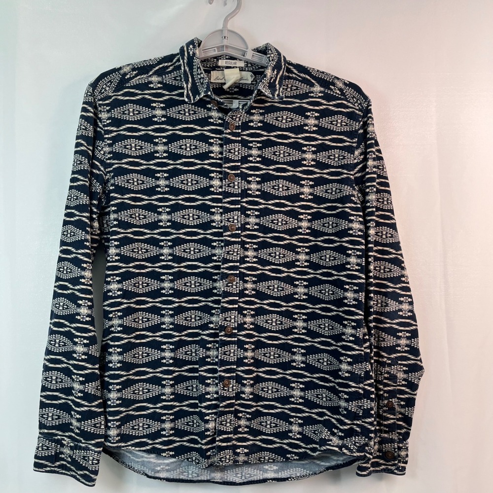 H&M L.O.G.G. Regular Fit Corduroy Aztec Tribal Button Down Shirt‎ Mens M